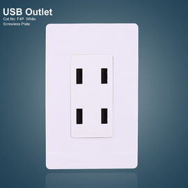 White 4 USB Ports GFCI Receptacles Electric USB Outlet With Screwless Plate